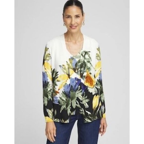 Chico's Long Sleeve Garden Cardigan NWT 0 Small - Picture 2 of 9